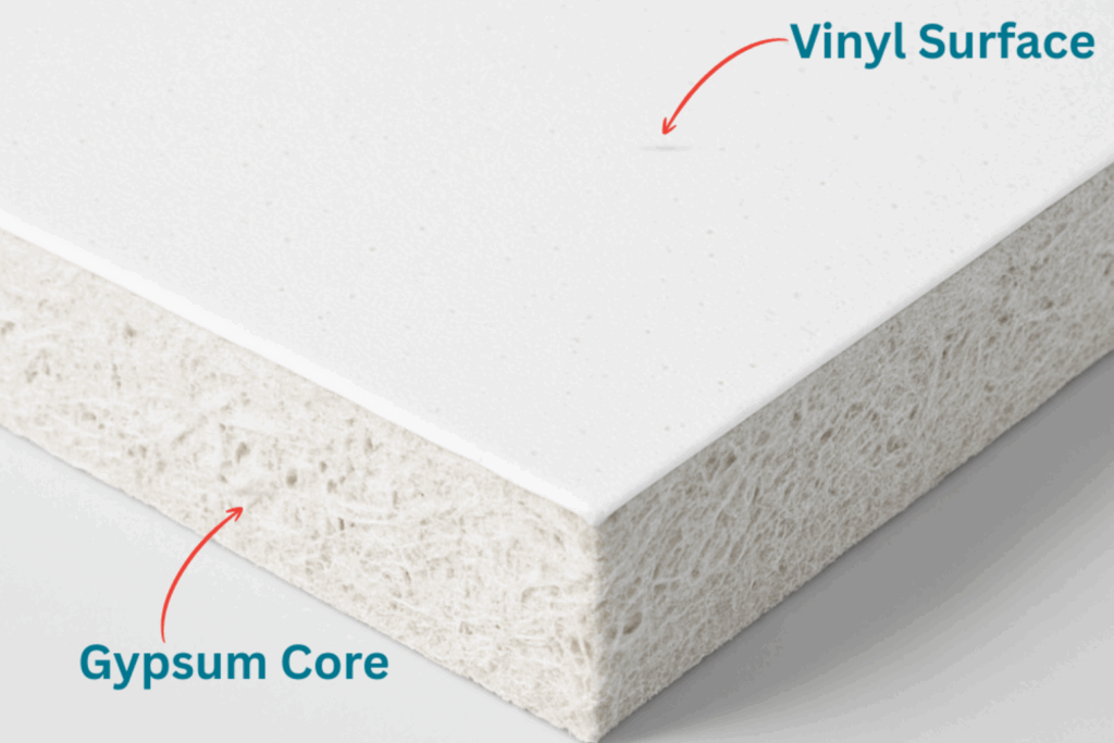 vinyl rock ceiling tiles sanitary, durable, code compliant