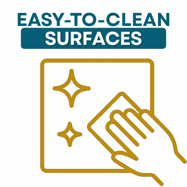 Easy to clean ceiling tile surface for hygienic commercial kitchens